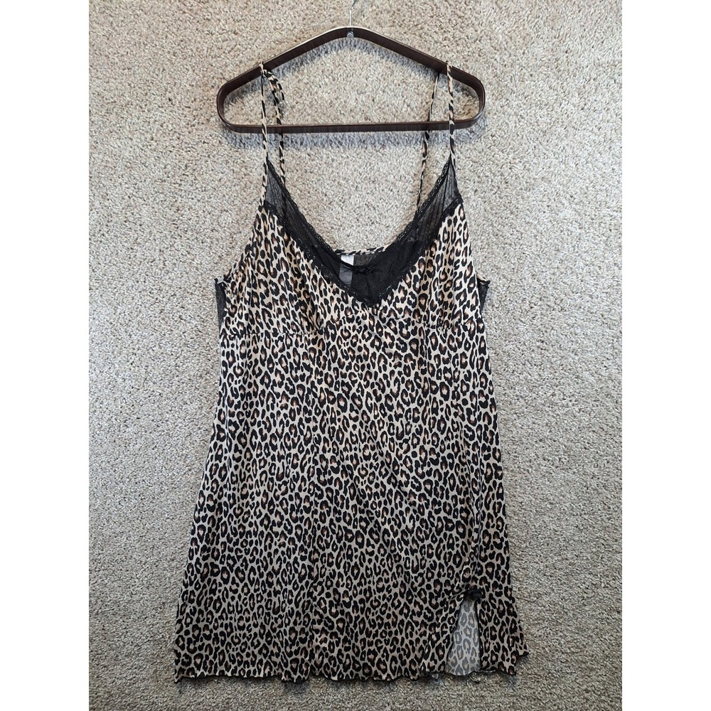 Secret Treasures Sleepwear Women 2X Multicolor Leopard Print Lace Trim Nightgown